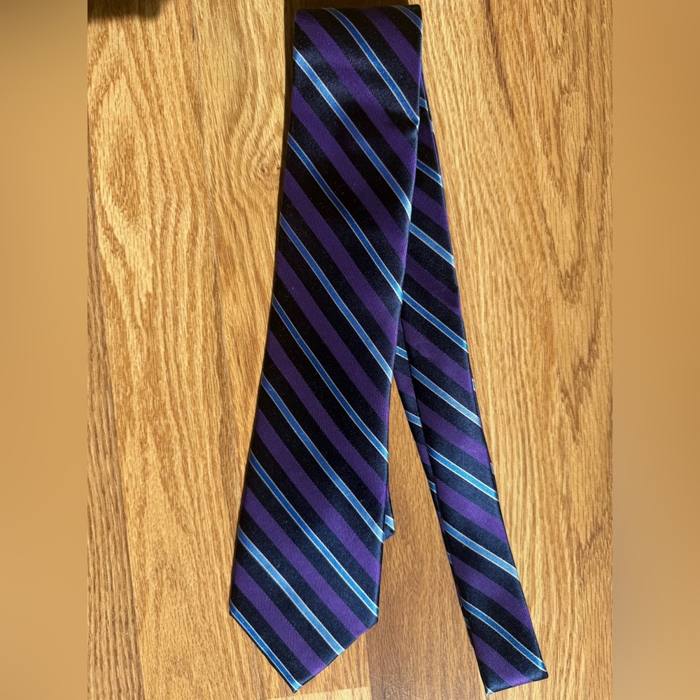 Nautica Purple and Blue Diagonal Striped Tie 100% Silk